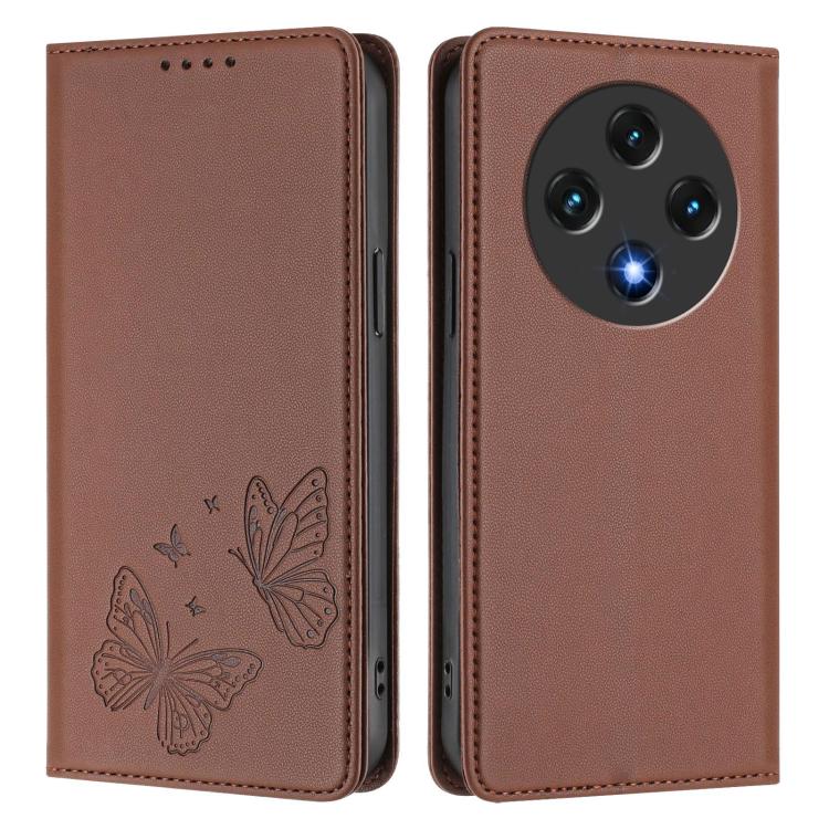 For UMIDIGI G100 Strong Magnetic Dual Butterfly RFID Vegan Leather Phone Case