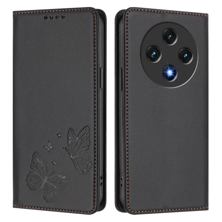For UMIDIGI G100 Strong Magnetic Dual Butterfly RFID Vegan Leather Phone Case