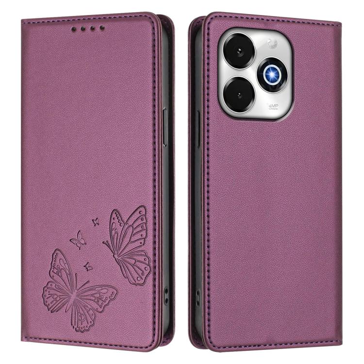 For UMIDIGI G100x 5G / Note 100x 5G / G9x 4G Strong Magnetic Dual Butterfly RFID Vegan Leather Phone Case