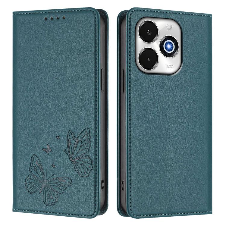 For UMIDIGI G100x 5G / Note 100x 5G / G9x 4G Strong Magnetic Dual Butterfly RFID Vegan Leather Phone Case