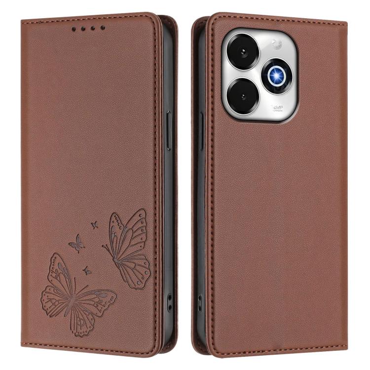 For UMIDIGI G100x 5G / Note 100x 5G / G9x 4G Strong Magnetic Dual Butterfly RFID Vegan Leather Phone Case