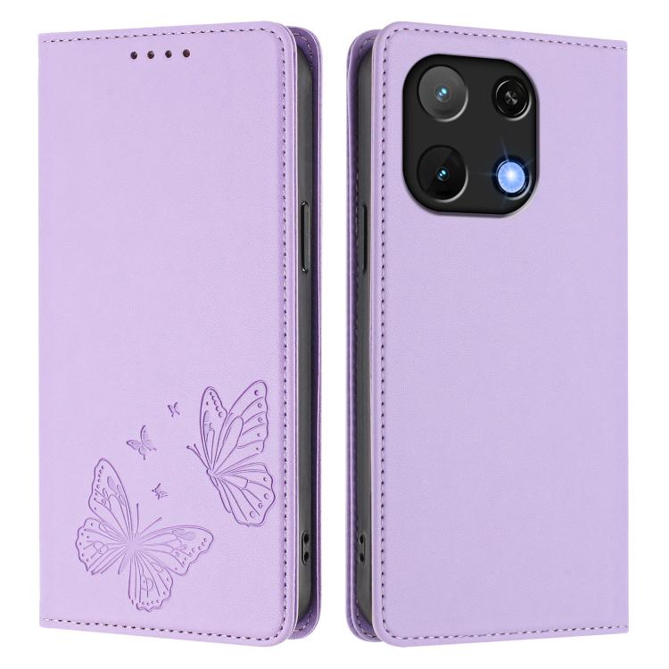 For UMIDIGI Note 90 Strong Magnetic Dual Butterfly RFID Vegan Leather Phone Case
