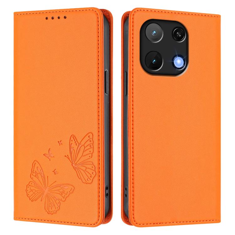 For UMIDIGI Note 90 Strong Magnetic Dual Butterfly RFID Vegan Leather Phone Case