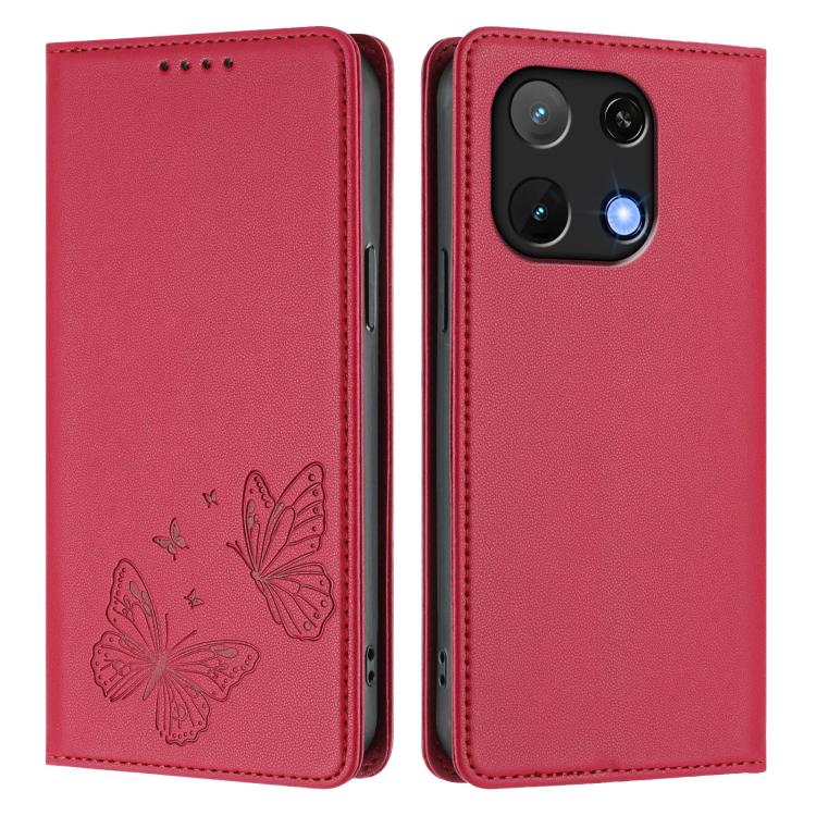 For UMIDIGI Note 90 Strong Magnetic Dual Butterfly RFID Vegan Leather Phone Case
