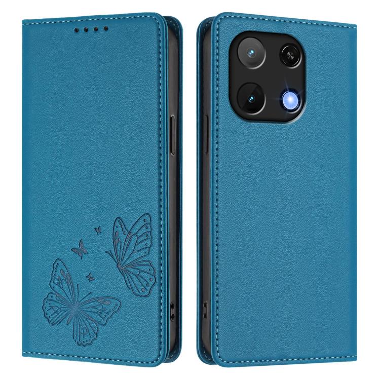 For UMIDIGI Note 90 Strong Magnetic Dual Butterfly RFID Vegan Leather Phone Case