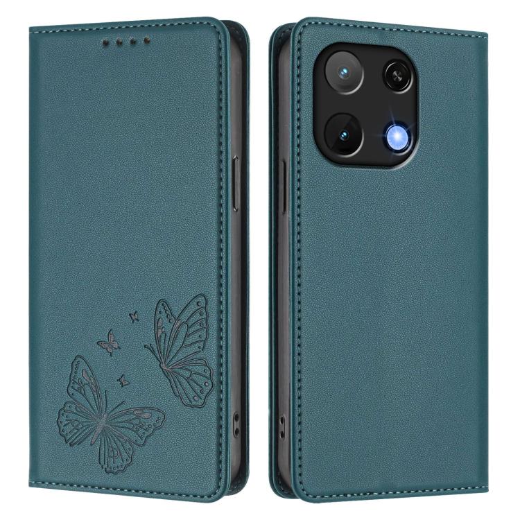 For UMIDIGI Note 90 Strong Magnetic Dual Butterfly RFID Vegan Leather Phone Case