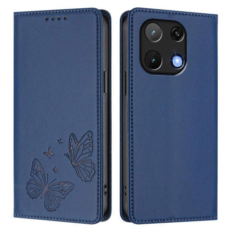 For UMIDIGI Note 90 Strong Magnetic Dual Butterfly RFID Vegan Leather Phone Case