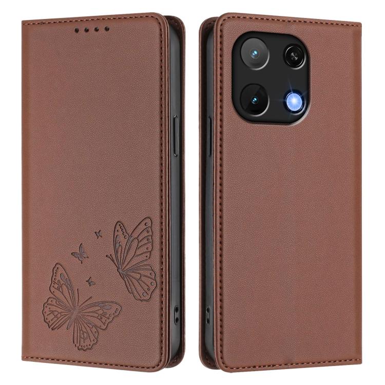 For UMIDIGI Note 90 Strong Magnetic Dual Butterfly RFID Vegan Leather Phone Case
