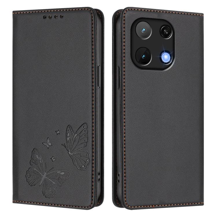 For UMIDIGI Note 90 Strong Magnetic Dual Butterfly RFID Vegan Leather Phone Case