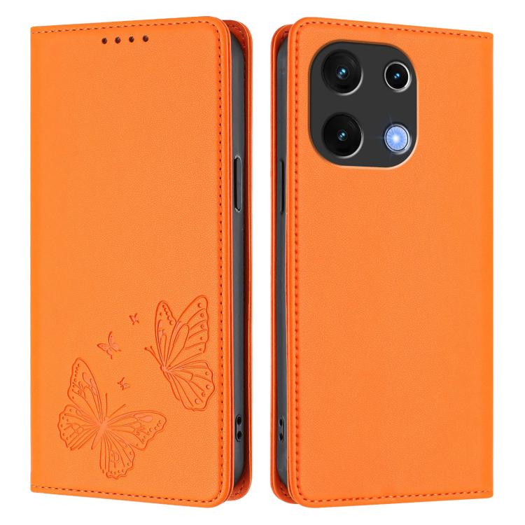 For UMIDIGI Note 100 4G / 5G Strong Magnetic Dual Butterfly RFID Vegan Leather Phone Case