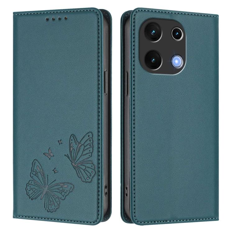For UMIDIGI Note 100 4G / 5G Strong Magnetic Dual Butterfly RFID Vegan Leather Phone Case