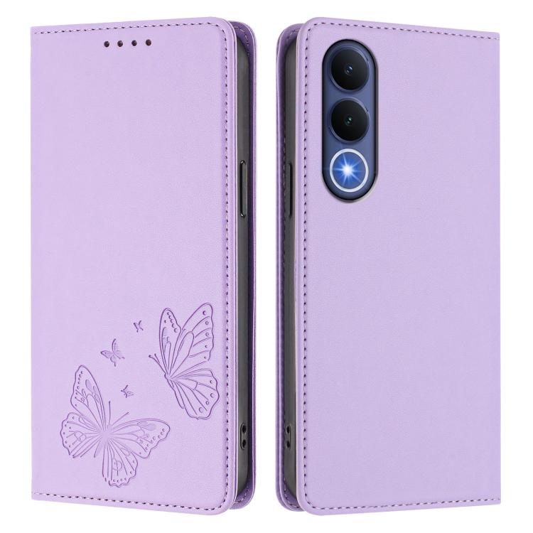 For vivo V70 FE Strong Magnetic Dual Butterfly RFID Vegan Leather Phone Case