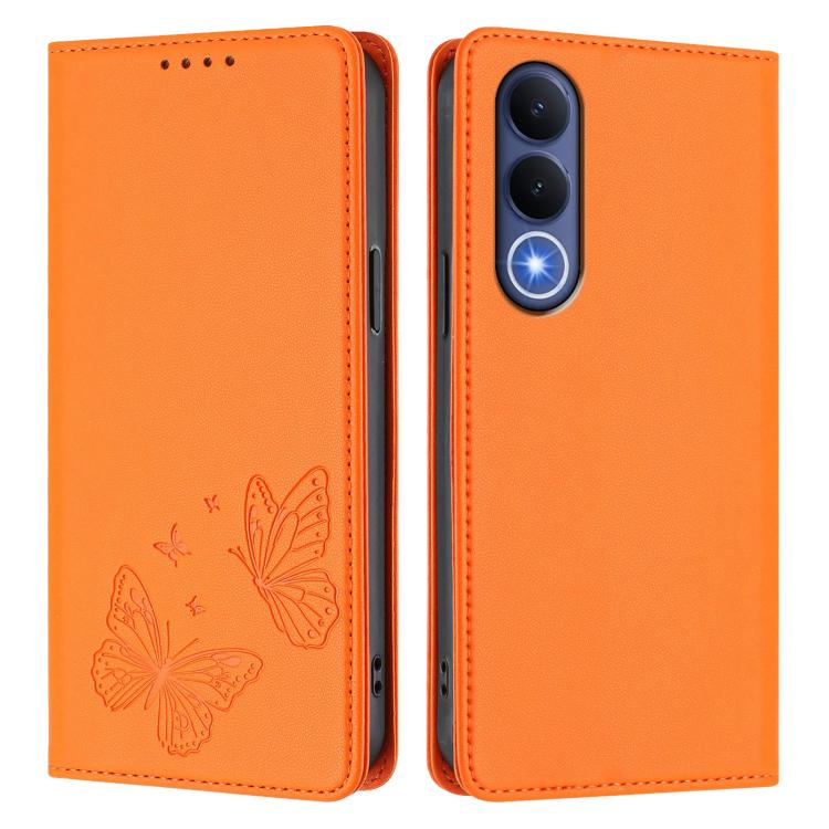 For vivo V70 FE Strong Magnetic Dual Butterfly RFID Vegan Leather Phone Case