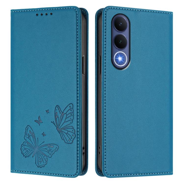 For vivo V70 FE Strong Magnetic Dual Butterfly RFID Vegan Leather Phone Case