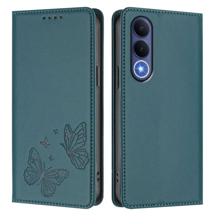 For vivo V70 FE Strong Magnetic Dual Butterfly RFID Vegan Leather Phone Case