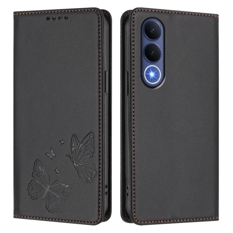 For vivo V70 FE Strong Magnetic Dual Butterfly RFID Vegan Leather Phone Case