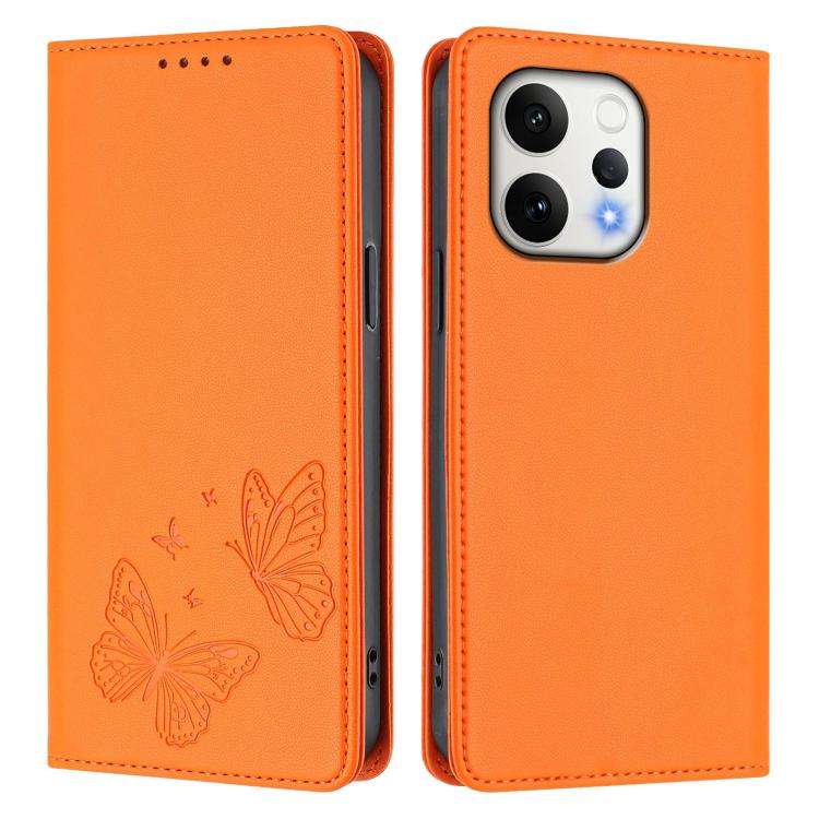 For vivo V70 5G / V70 Elite 5G Global Strong Magnetic Dual Butterfly RFID Vegan Leather Phone Case