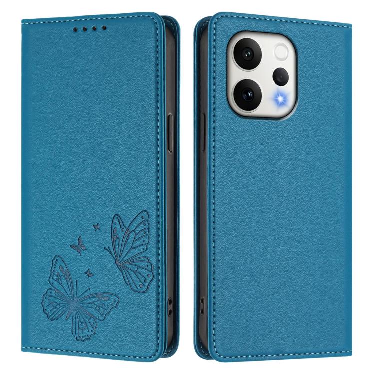 For vivo V70 5G / V70 Elite 5G Global Strong Magnetic Dual Butterfly RFID Vegan Leather Phone Case