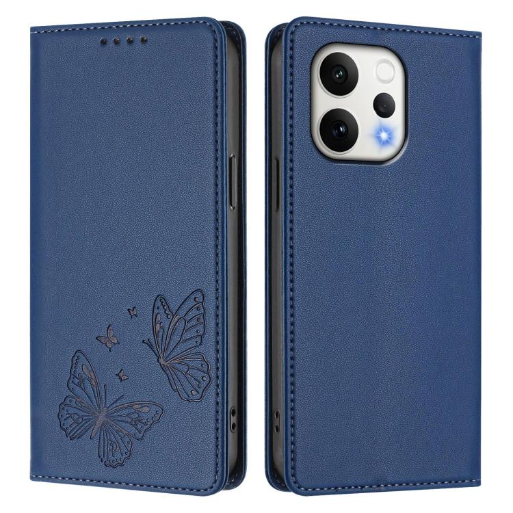 For vivo V70 5G / V70 Elite 5G Global Strong Magnetic Dual Butterfly RFID Vegan Leather Phone Case