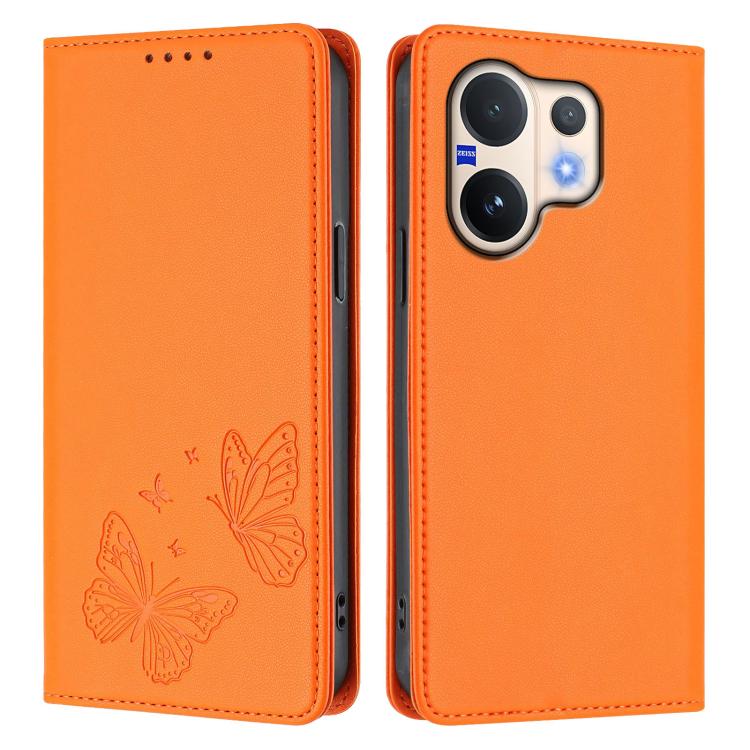 For vivo V60 5G / V60e 5G Global Strong Magnetic Dual Butterfly RFID Vegan Leather Phone Case
