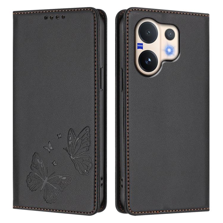 For vivo V60 5G / V60e 5G Global Strong Magnetic Dual Butterfly RFID Vegan Leather Phone Case