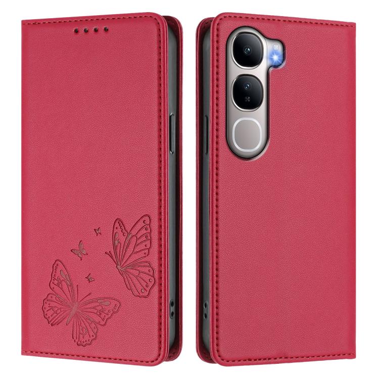 For vivo Y31 5G Global / Y21d 4G Strong Magnetic Dual Butterfly RFID Vegan Leather Phone Case