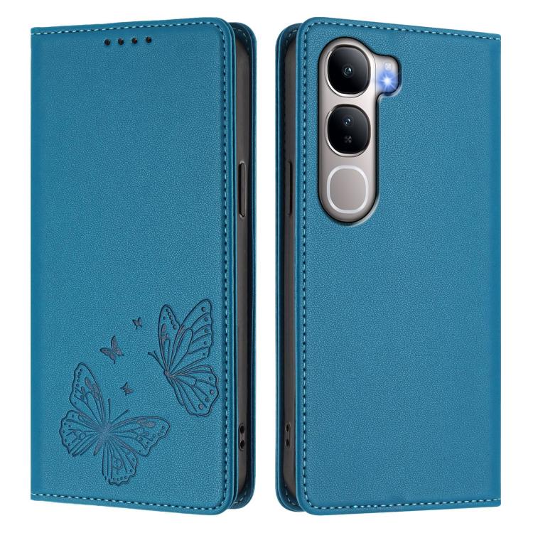 For vivo Y31 5G Global / Y21d 4G Strong Magnetic Dual Butterfly RFID Vegan Leather Phone Case