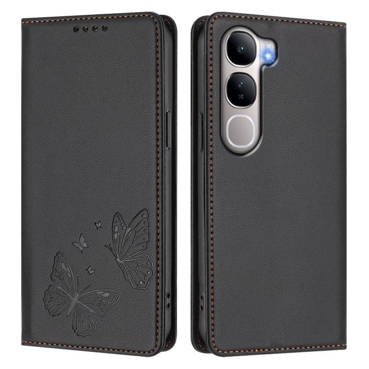 For vivo Y31 5G Global / Y21d 4G Strong Magnetic Dual Butterfly RFID Vegan Leather Phone Case