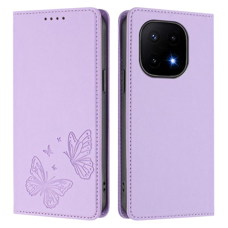 For vivo iQOO 15 5G Strong Magnetic Dual Butterfly RFID Vegan Leather Phone Case