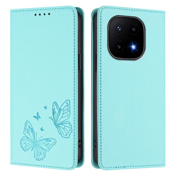 For vivo iQOO 15 5G Strong Magnetic Dual Butterfly RFID Vegan Leather Phone Case