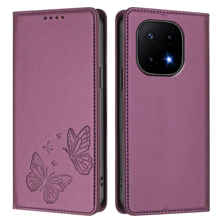 For vivo iQOO 15 5G Strong Magnetic Dual Butterfly RFID Vegan Leather Phone Case