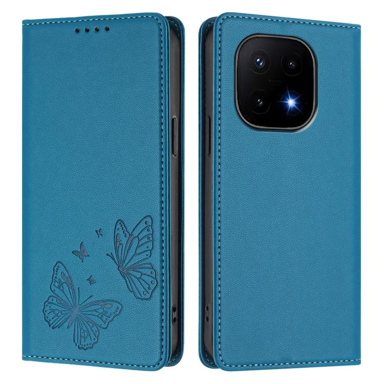 For vivo iQOO 15 5G Strong Magnetic Dual Butterfly RFID Vegan Leather Phone Case