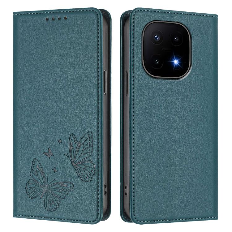 For vivo iQOO 15 5G Strong Magnetic Dual Butterfly RFID Vegan Leather Phone Case