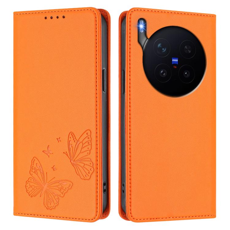 For vivo X300 Pro Strong Magnetic Dual Butterfly RFID Vegan Leather Phone Case