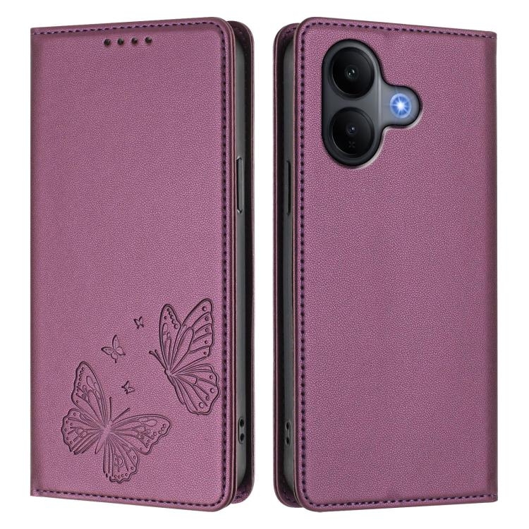 For vivo V60 Lite 5G Global Strong Magnetic Dual Butterfly RFID Vegan Leather Phone Case