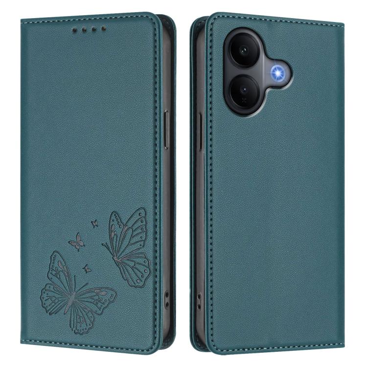For vivo V60 Lite 5G Global Strong Magnetic Dual Butterfly RFID Vegan Leather Phone Case