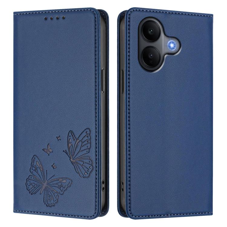 For vivo V60 Lite 5G Global Strong Magnetic Dual Butterfly RFID Vegan Leather Phone Case