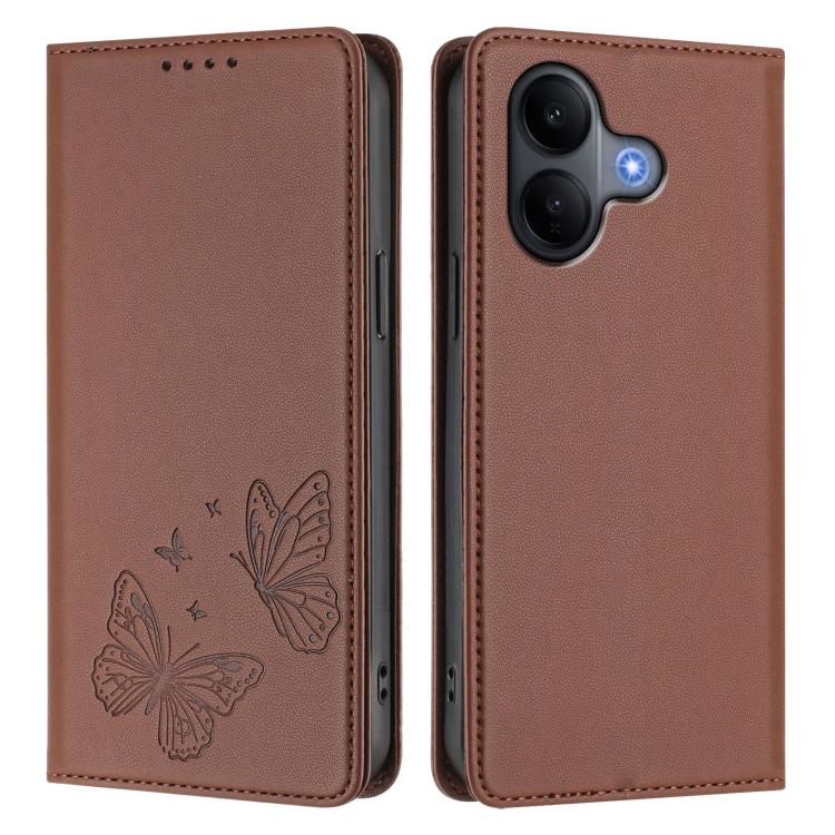 For vivo V60 Lite 5G Global Strong Magnetic Dual Butterfly RFID Vegan Leather Phone Case