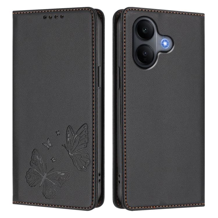 For vivo V60 Lite 5G Global Strong Magnetic Dual Butterfly RFID Vegan Leather Phone Case