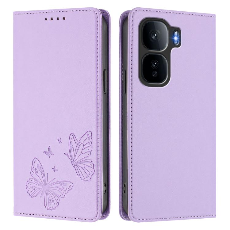 For vivo iQOO Neo10 Pro+ Strong Magnetic Dual Butterfly RFID Vegan Leather Phone Case