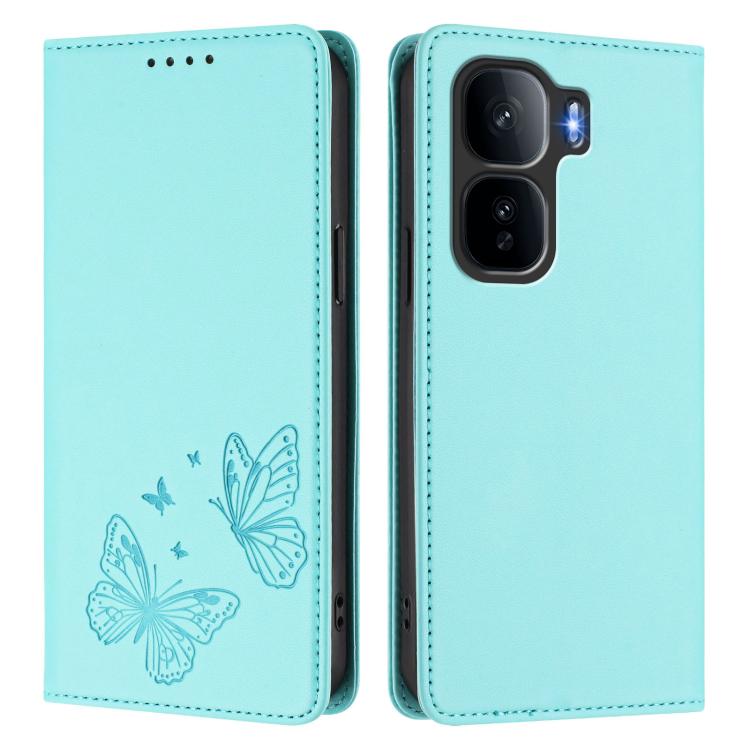 For vivo iQOO Neo10 Pro+ Strong Magnetic Dual Butterfly RFID Vegan Leather Phone Case