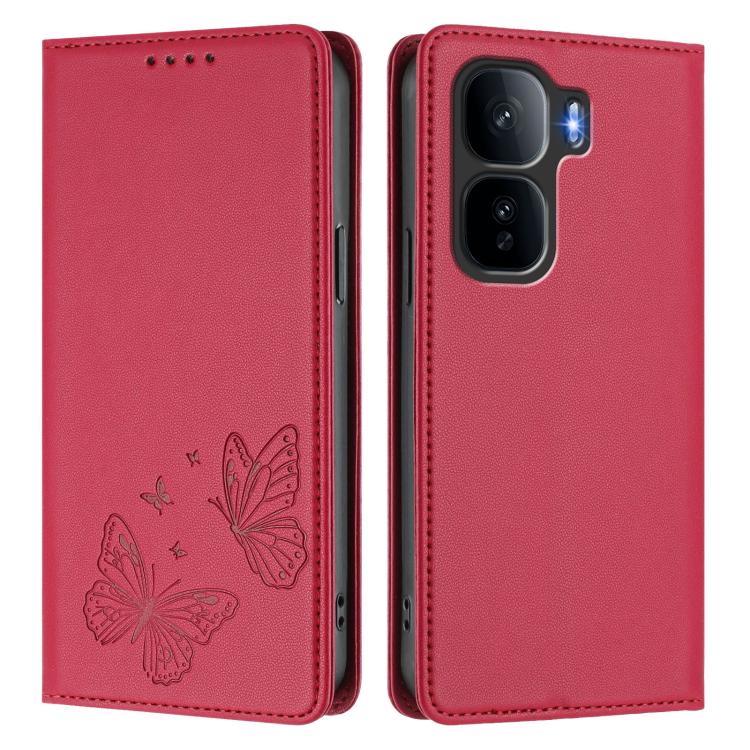 For vivo iQOO Neo10 Pro+ Strong Magnetic Dual Butterfly RFID Vegan Leather Phone Case