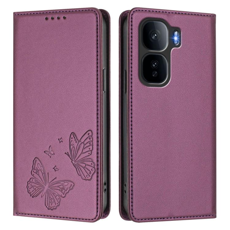 For vivo iQOO Neo10 Pro+ Strong Magnetic Dual Butterfly RFID Vegan Leather Phone Case