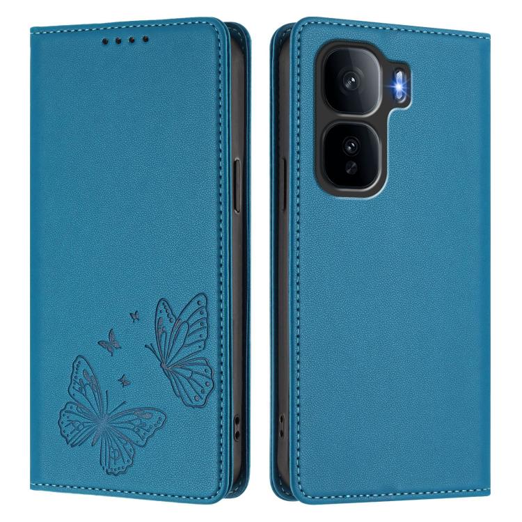 For vivo iQOO Neo10 Pro+ Strong Magnetic Dual Butterfly RFID Vegan Leather Phone Case
