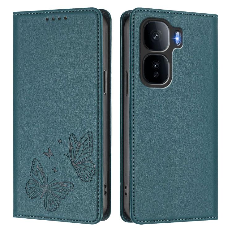 For vivo iQOO Neo10 Pro+ Strong Magnetic Dual Butterfly RFID Vegan Leather Phone Case