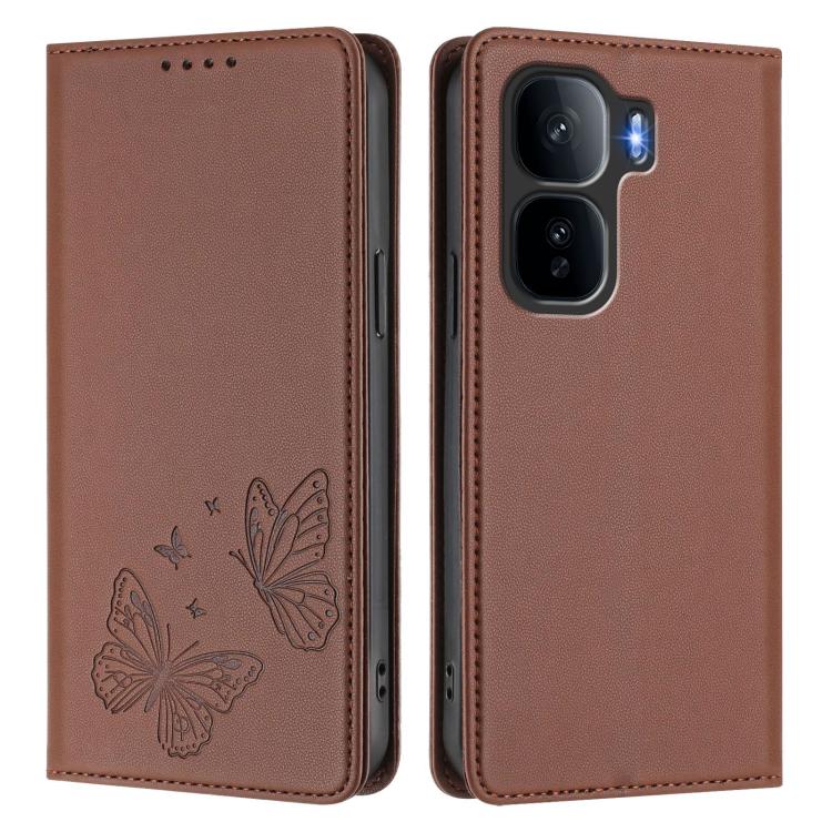For vivo iQOO Neo10 Pro+ Strong Magnetic Dual Butterfly RFID Vegan Leather Phone Case