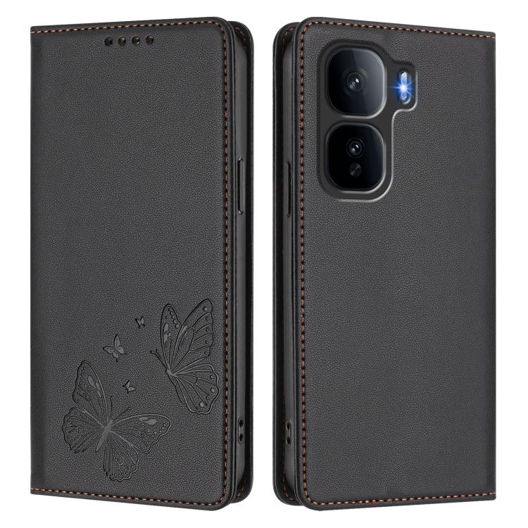 For vivo iQOO Neo10 Pro+ Strong Magnetic Dual Butterfly RFID Vegan Leather Phone Case