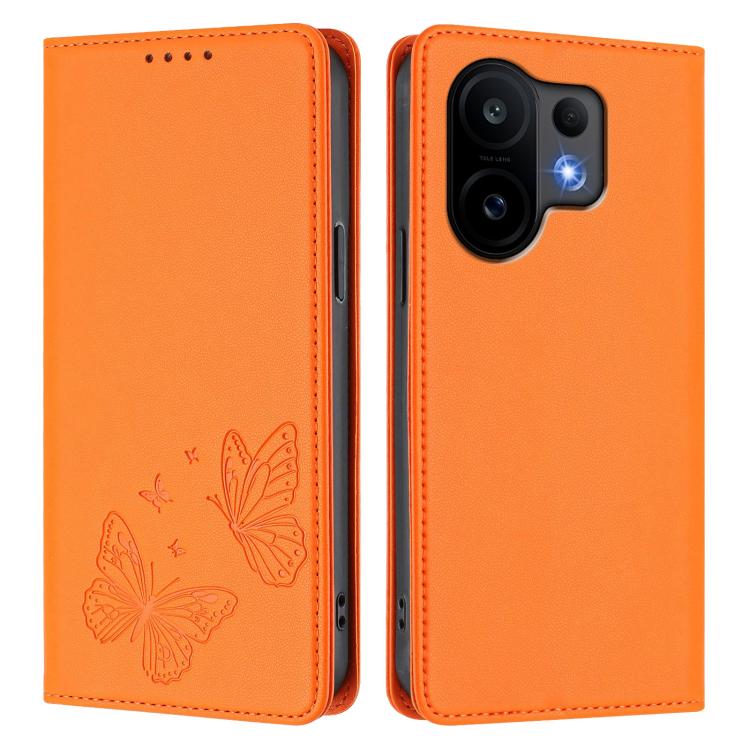 For vivo S30 Strong Magnetic Dual Butterfly RFID Vegan Leather Phone Case