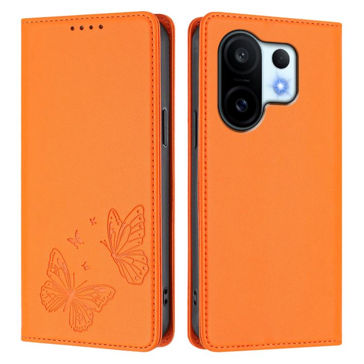 For vivo X200 FE Strong Magnetic Dual Butterfly RFID Vegan Leather Phone Case