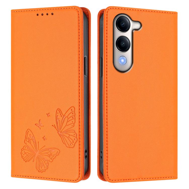 For vivo Y29s 5G Global / Y19 5G India Strong Magnetic Dual Butterfly RFID Vegan Leather Phone Case